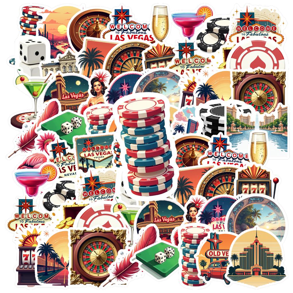 35pcs Las Vegas Themed Stickers Diy Diary Laptop Luggage Skateboard Graffiti Decals Fun For Stationery School Supplies