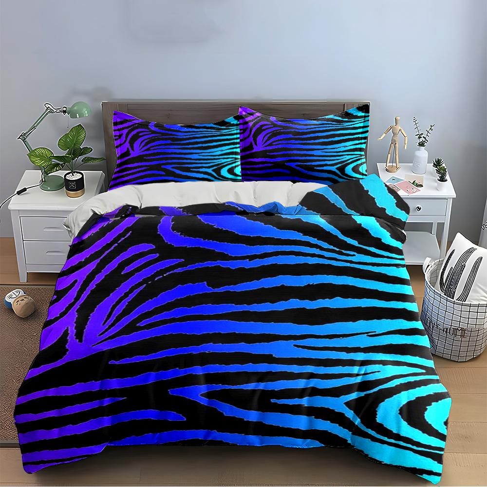 Zebra Pattern Gradient Bedding Set Bedding Set (1 Duvet Cover, 2 Pillowcases, Duvet Not Included)