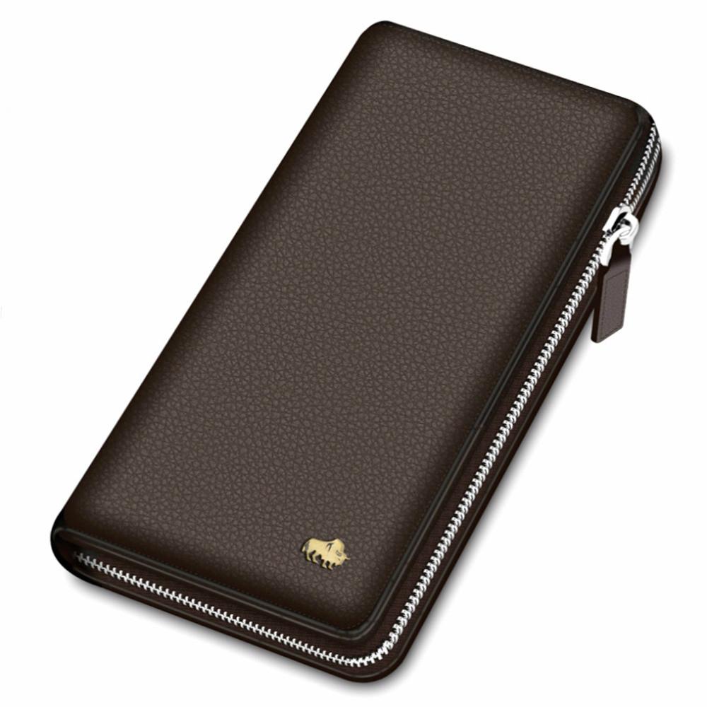 Herren Clutch Leder Kartenhalter Geldbörse Reißverschluss Männliche Lange Brieftasche aus echtem Leder