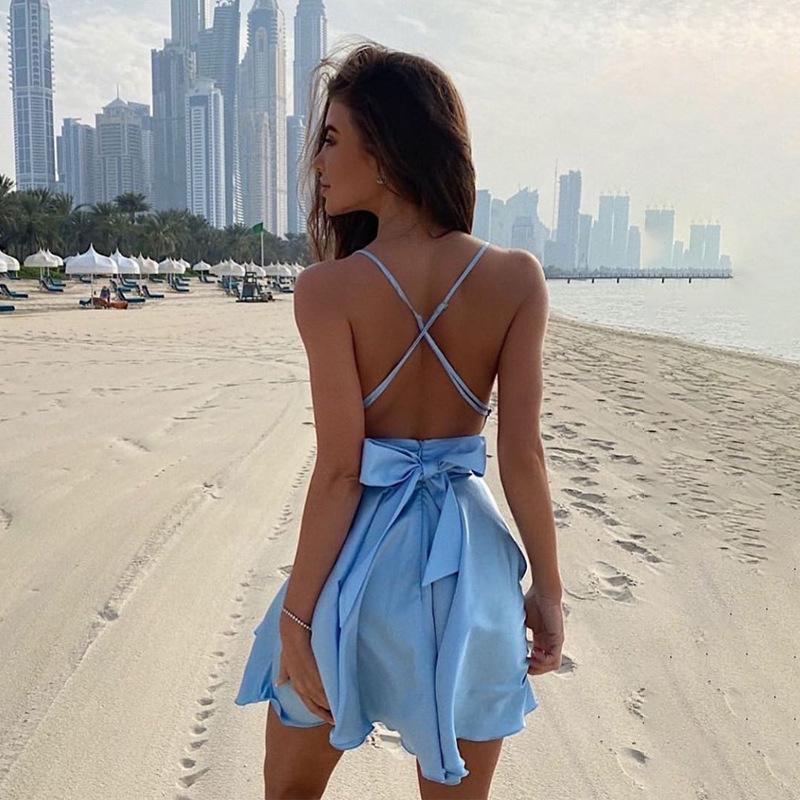 Elegant Bodycon Sexy Women's Dress for Women 2022 Summer Sleeveless Satin A-line Party Club Mini Pleated Dresses Woman Robe