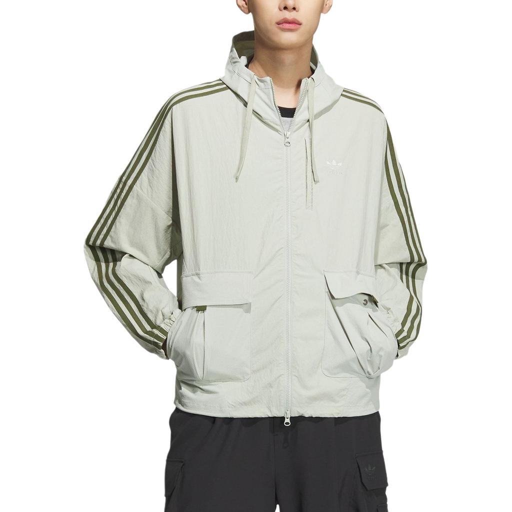 adidas Originals Patchwork Functional Windproof Hooded Sports Jacket Men Outerwear Halo-Green JG1519