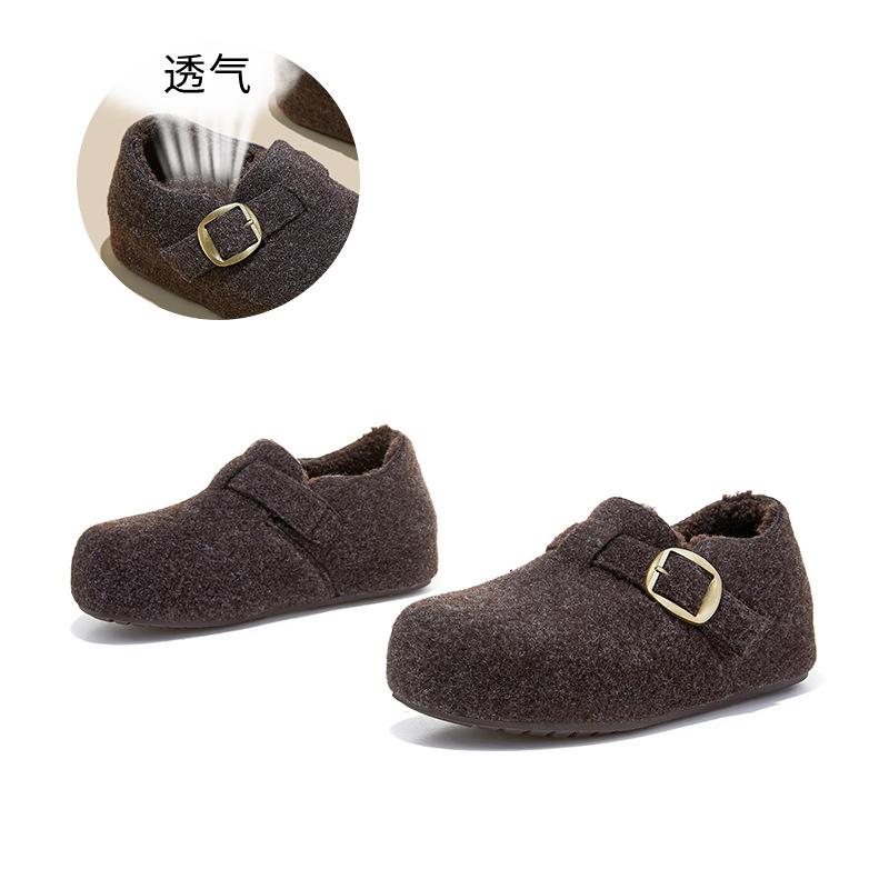 

Inner height increase 4.5cm plush shoes 2025 winter Velcro bread shoes casual shoes 40 коричневий