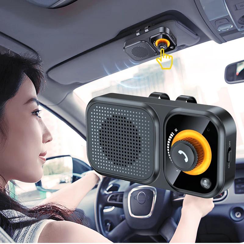 Car Bluetooth 5.4 Sun Visor Clip Handsfree Car Kit Wireless Audio Receiver MP3 Music Player Speakerphone with Button Support Siri