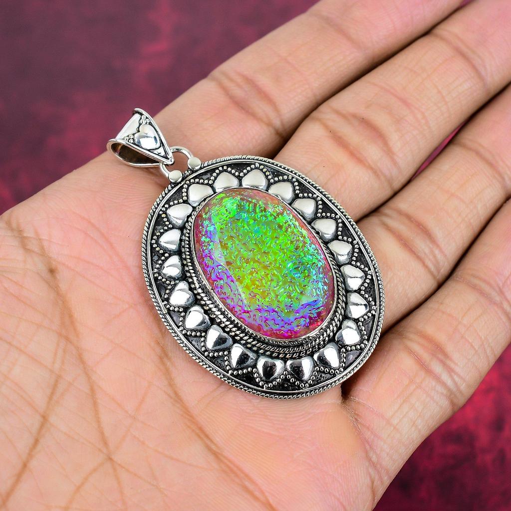 Australian Doublet Opal 925 Solid Sterling Silver Pendant, Handmade Gemstone Pendant Jewelry, Gifts For Wife Brand New Pendant