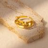 Stainless Steel Chain Shaped Rings for Women Gold Color Open Ring with White Zircon Punk Party Charm Jewelry Prom Accessories