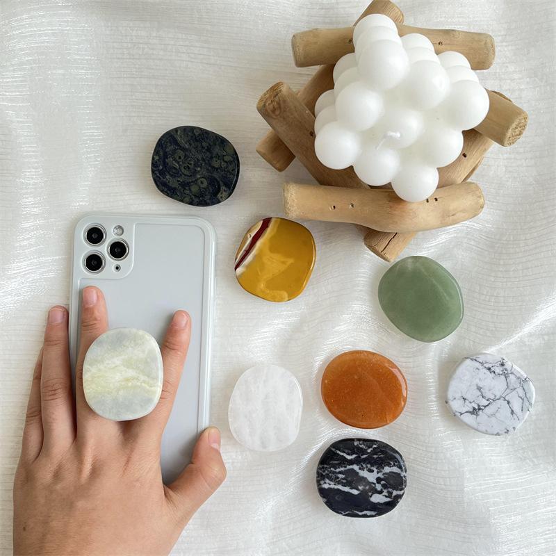 Natural Stone Marble Texture Phone Grip Holder, Finger Ring Support Socket Pocket Stand, Portable Mobile Phone Bracket for Secure Holding and Viewing