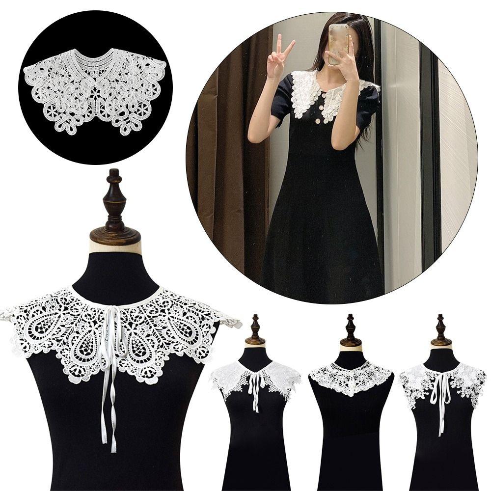 Embroidery Detachable Shirt False Collar Wraps Mini Cape Doll Fake Collar Women Shawl Fake Collar