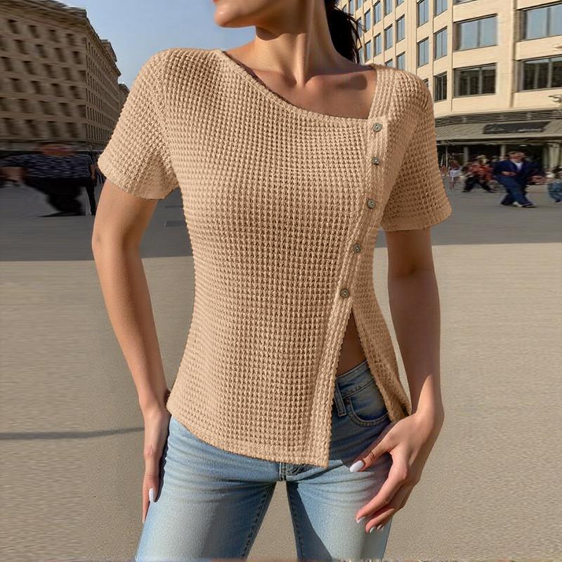 ZANZEA Womens Summer Round Neck Casual Short Sleeve Blouse