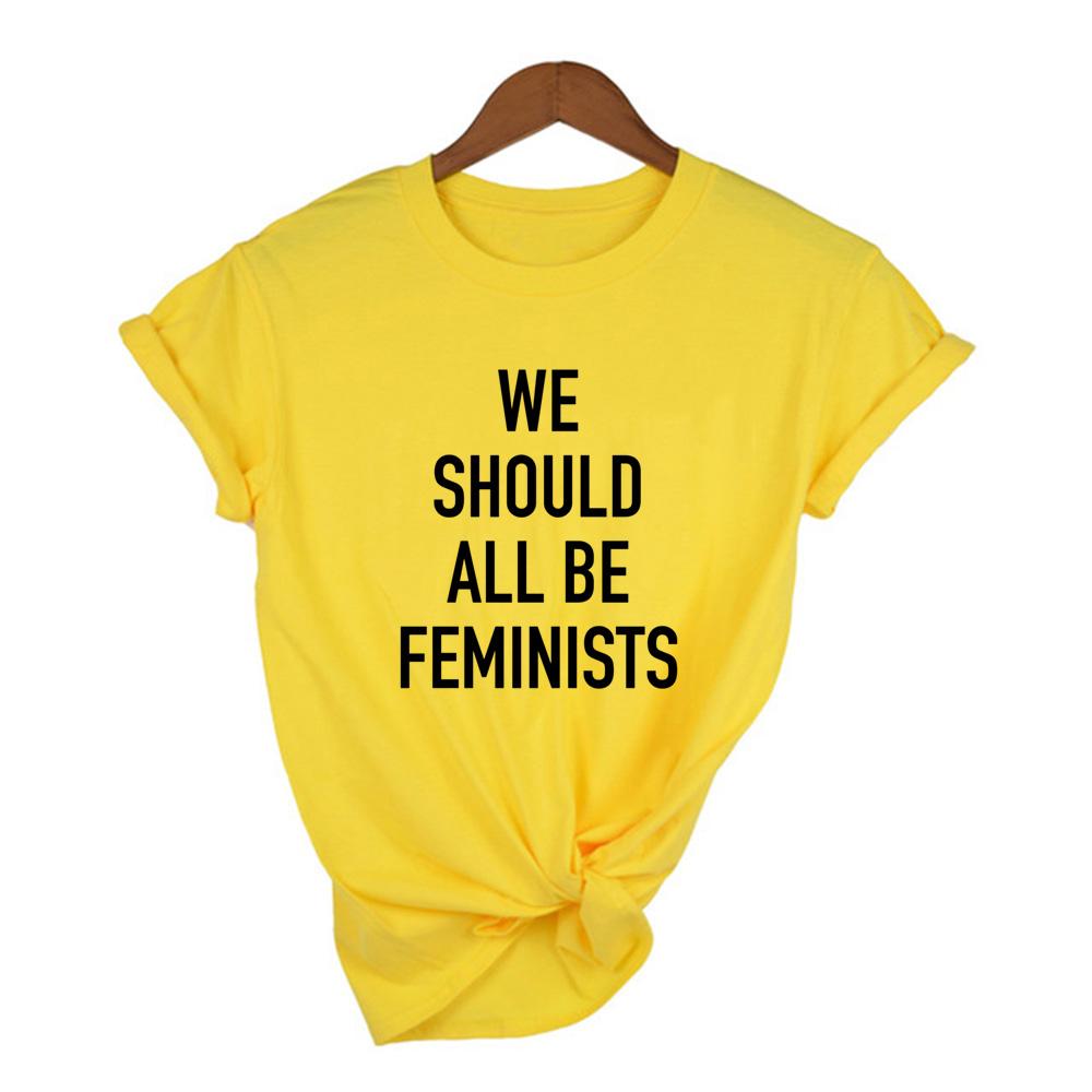 Wir Sollten Alle Feministen sein Brief Damen Sommer Harajuku Vintage Sommer T-Shirt 90er Streetwear Rund