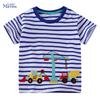 Little Maven Tops Children's Clothing Cartoon Excavator Kids Clothes 2026 Summer Baby Boys Short Sleeve Striped T Shirts Cotton