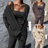 1 set gilet cappotto pantaloni set tinta unita lavorato a maglia tre pezzi cardigan monopetto maglione pantaloni gilet per l'uso quotidiano