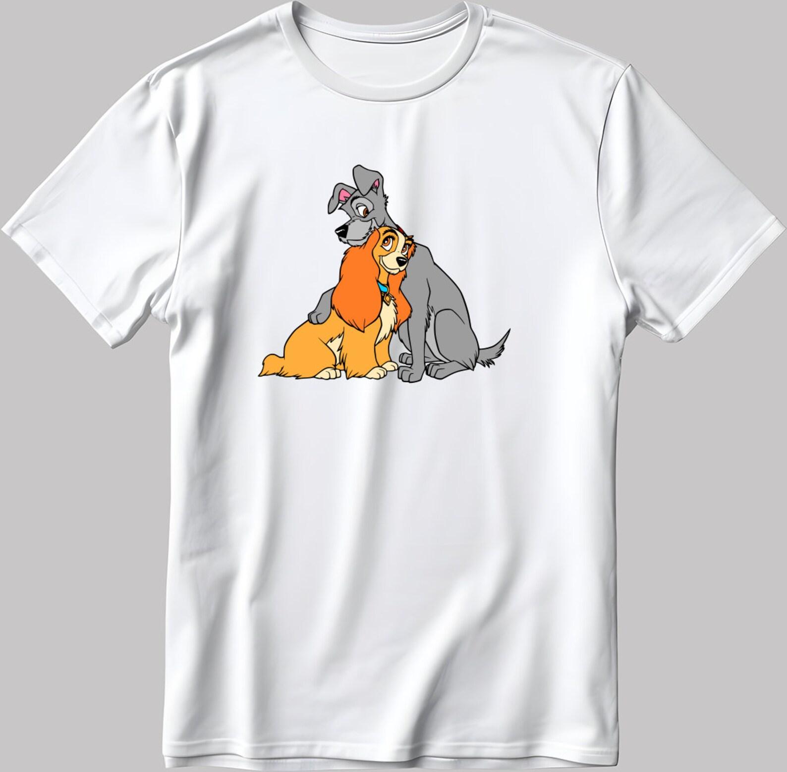 Lady and the Tramp Couple T-Shirt: Classic Cartoon Tee XL