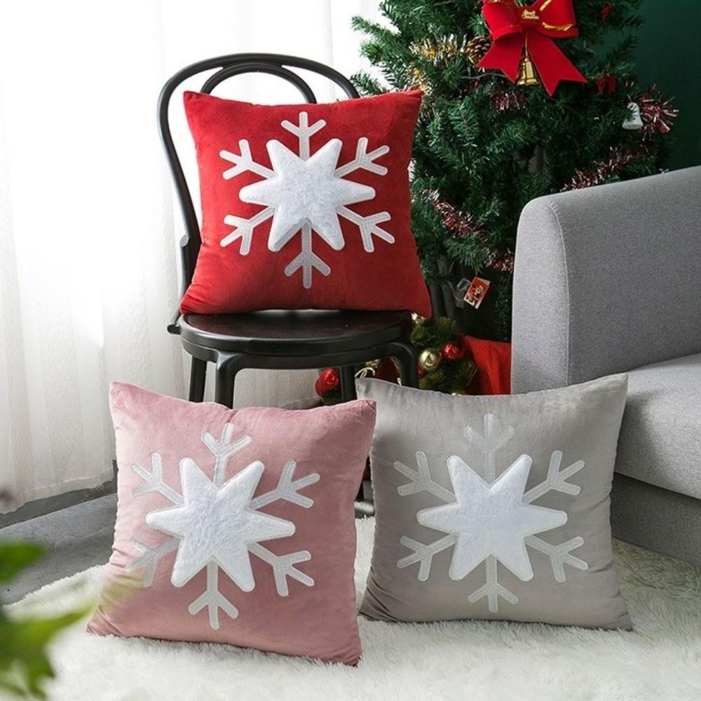 Festive Christmas Pillow Cover Unfilled Throw Pillow Cover Xmas Sofa Pillowcase Holiday Decor