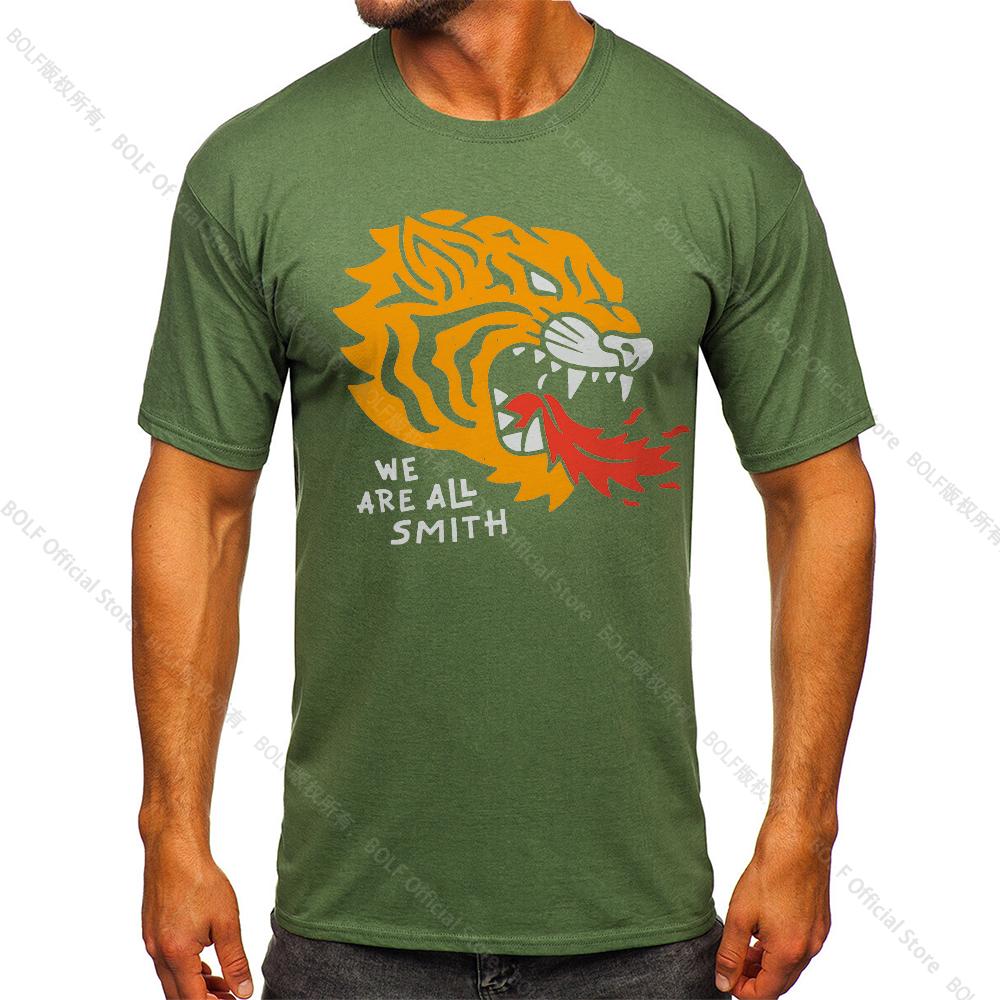 Men's We Are All Smith Tiger Vintage T-shirt Sport 100% Cotton Print Oversized Tees for Men Women Sportswear Tops