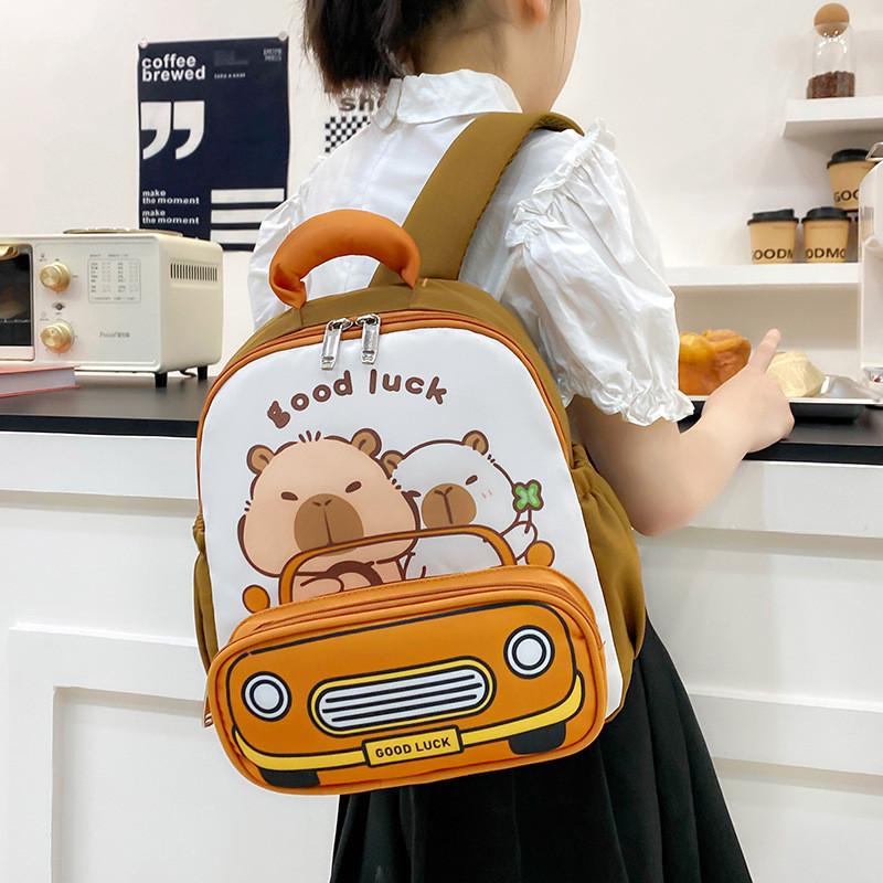 Capybara Pattern Kids School Bag With Cartoon Backpack Breathable Gifts Bag