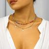 Dopamine color scheme Bohemian color beaded necklace multi-layered wearing rice beads star pendant collarbone chain