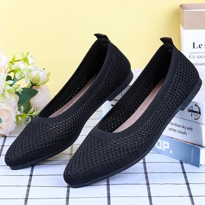 Women'S Spring/Summer Newest Solid Color Pointed Flat Heel Soft Sole Single Shoe Casual Breathable Women'S Hollow Knitted Shoes