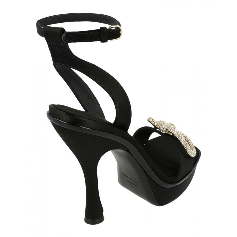 Salvatore Ferragamo Satin Allison X5 Sandals Black