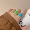 Neuer Baumfrosch Emaille Tropföl Grün Lustiger Frosch Ring Blauer Frosch Ring Verstellbarer Öffnungsring für Damen Herren Party Geschenk Schmuck
