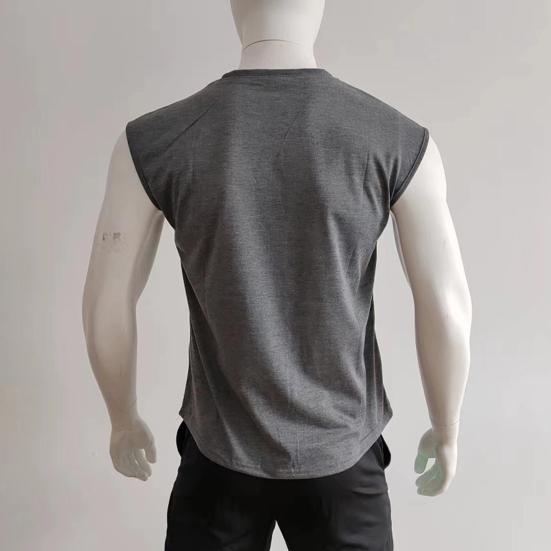 Men Summer T-shirt Sleeveless Solid Color Pullover Comfortable Breathable Daily Wear Casual Round Neck Men Summer Vest Men Clothes