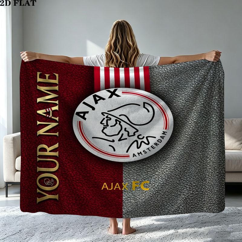1 Adet AFC Ajax Özel İsim Desenli Flanel Battaniye Her Mevsime Uygun Ev Dekorasyonu Sıcaklık ve Konfor İçin Hediyeler Tatil Hediyesi