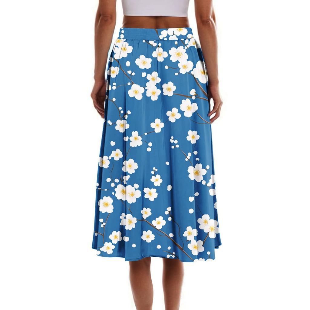 Gonna da donna Gonna bohémien Stampa floreale Casual Temperamento Gonna con tasche