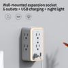 1PC new surge socket US standard USB power strip light sensing night light 6 hole expander 2.4A household US standard wall plug socket