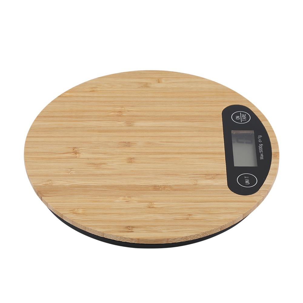 Round Electric Kitchen Scale Wood ABS Kitchen Scale Digital Kitchen Scale Cooking Baking Meal Prep