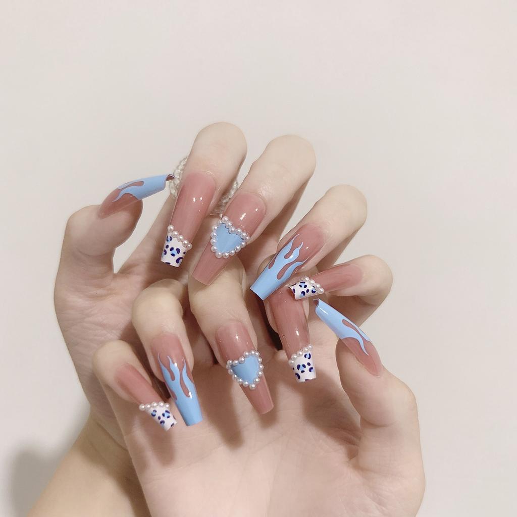 24Pcs Pink Silver Glitter Diamond Fake Nails Long Ballerina Press On Nails Reusable False Nail Tips Set