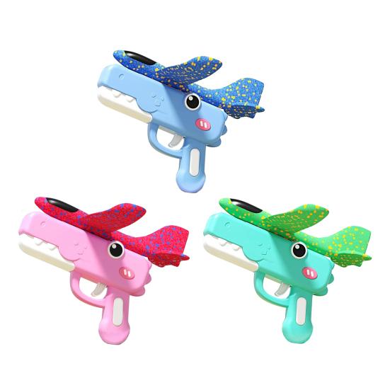 Handheld Foam Airplane Launcher with Dinosaur Design Outdoor Flying Toy for Kids 8-15m Range Lightweight Fun Gift for Boys Girls