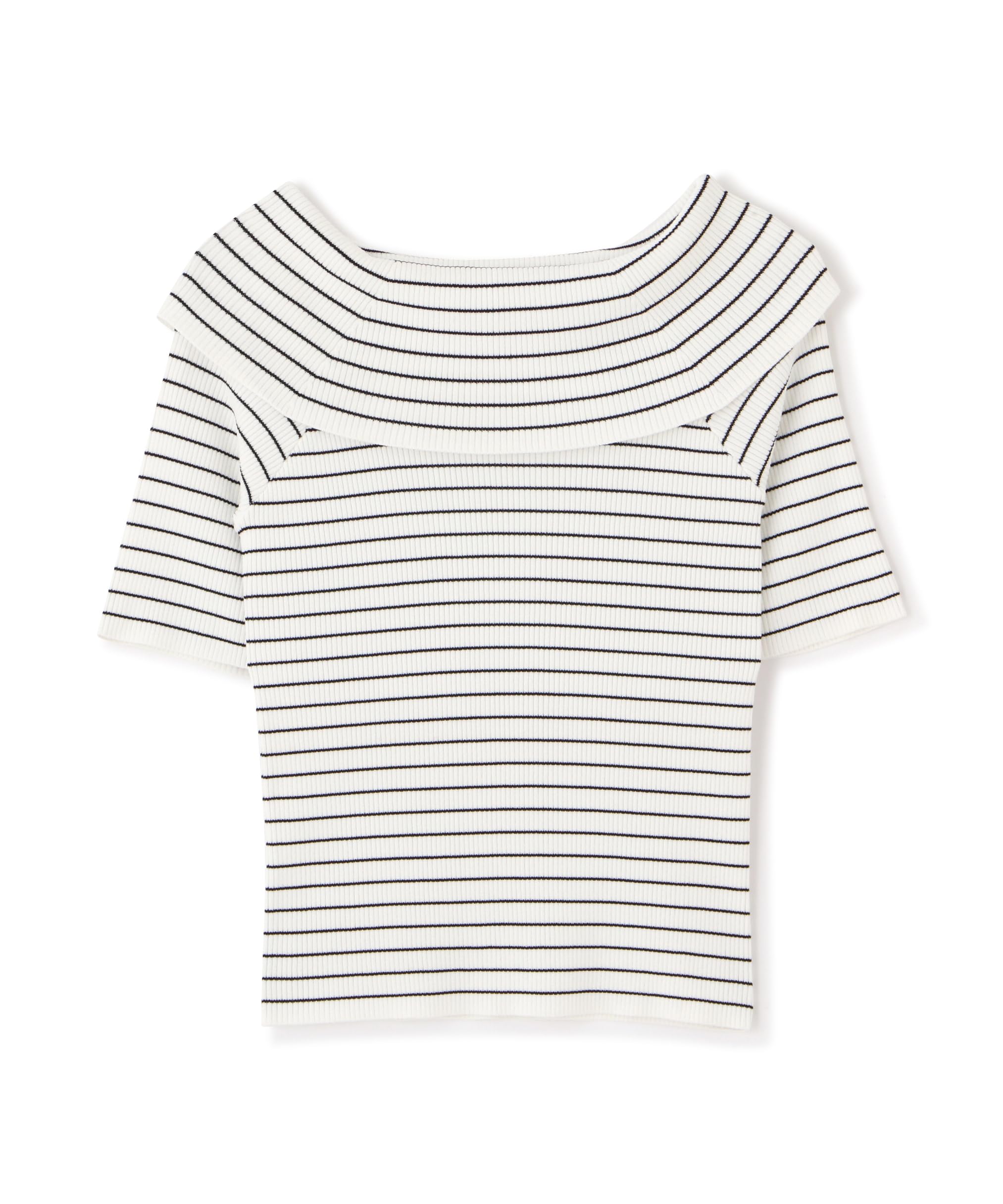 

Jill by Jill Stuart Tight Rib Knit Sweater in Border Pattern Women s Off-the-Shoulder