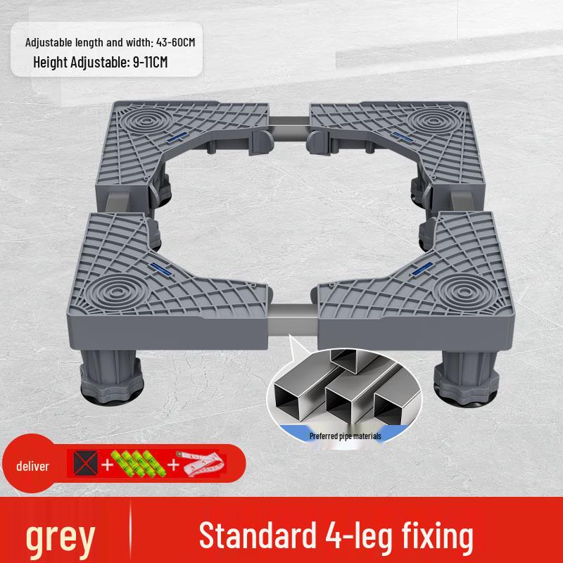 Adjustable Gray Washing Machine Base with Wheels and Brakes