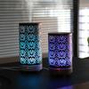 Aroma Diffuser Scent Ultrasonic Air Humidifier Iron Art Hollow Lotus Flower Pattern 2025 New Home Decorations with LED Lights