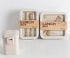 Microwavable Japanese-Style Wheat Straw Lunch Box Set with Compartments for Students and Office Workers