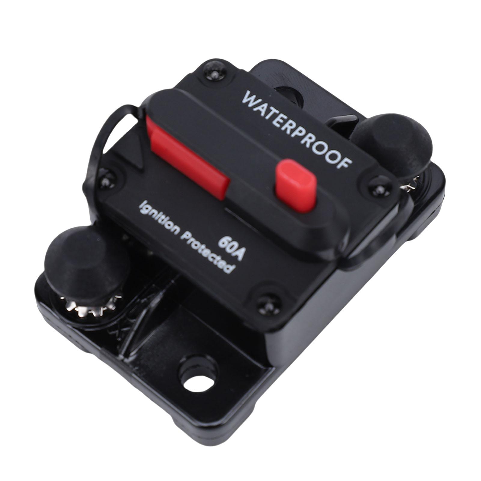 60A Circuit Breaker with Manual Reset   Holder   12V-48V Waterproofing for Boat Trolling Motor Automotive Car RV ATV Stereo Sound System