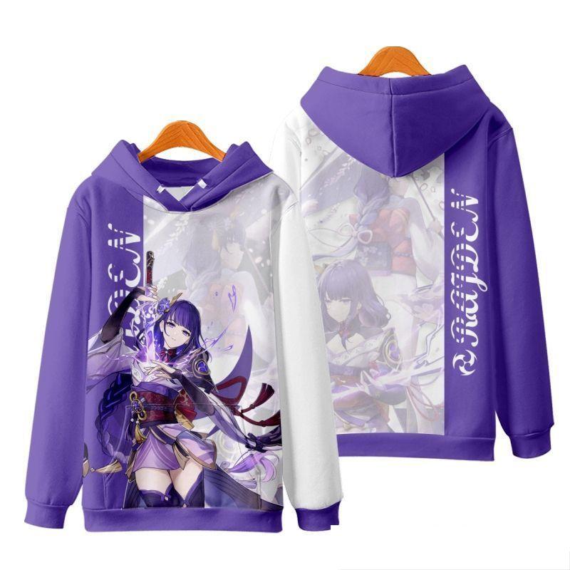 Raiden Shogun Genshin Impact Cosplay Hoodies 3D Print Unisex Anime Cartoon Sweatshirt Oversized  Women Harajuku Pullover Coat