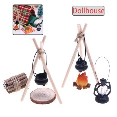 1:12 Puppenhaus Camping Lagerfeuer Szene Modell Puppenhaus Miniatur Lagerfeuer Ornament Mikro Garten Landschaft Dekoration Zubehör