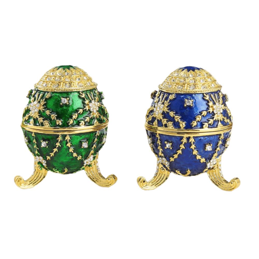 Zinc Alloy Material Egg Shaped Jewelry Box Inlaid Rhinestones Hinged Ring Holder  Gift Giving