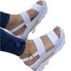 Summer New Large-size Women's Shoes Wide-sided One-word Buckle with Thick-soled Wedge Heel Fish Mouth Sandals Women