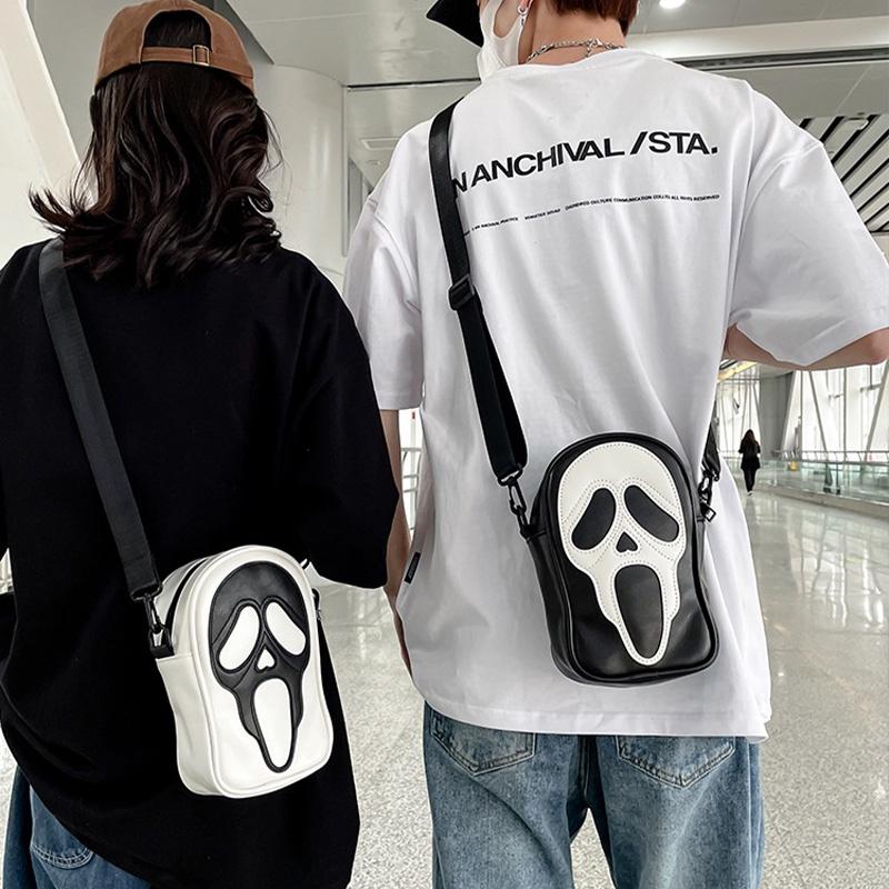 Trendy Ghost Skull Crossbody Bag Small Pu Shoulder Bag For Men And Women