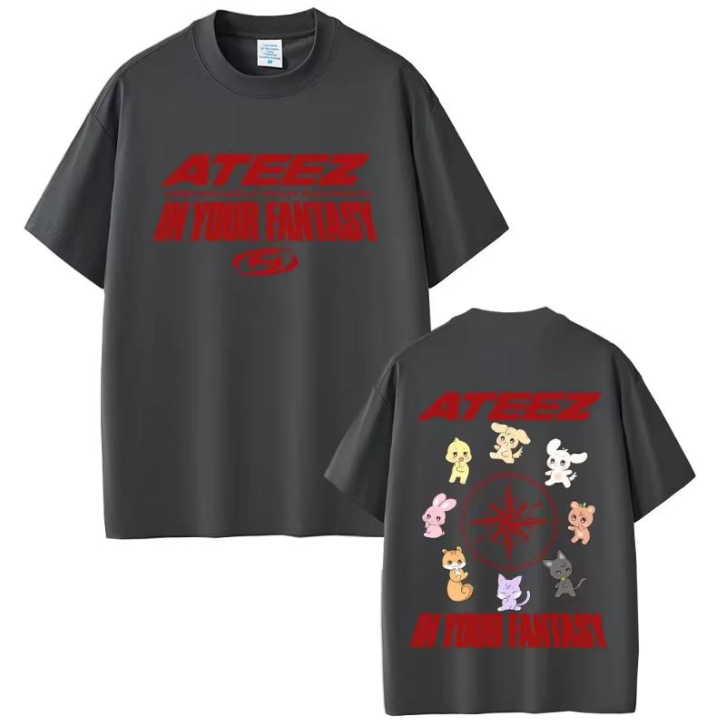 Korean Band ATEEZ in Your Fantasy 2025 World Tour T Shirt Funny Cartoon Tshirt Unisex Women Kpop Fashion Trend Short Sleeve Tshirt