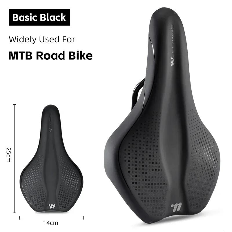 Bicycle Saddle Hollow Breathable Soft Seat Cushion MTB Shock Absorbing Non-Slip Leather Road Bike Lightweight Saddle