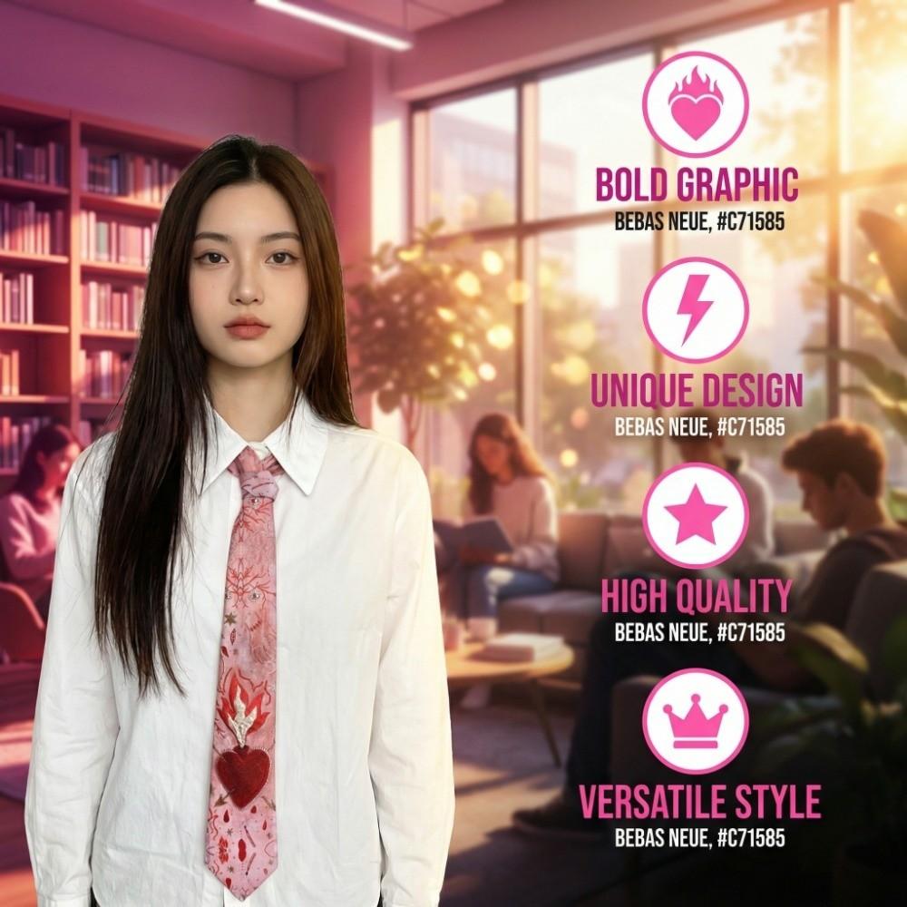 Cherry Neck Tie Heart Shirt Neckties Casual Y2K Neckties  Students