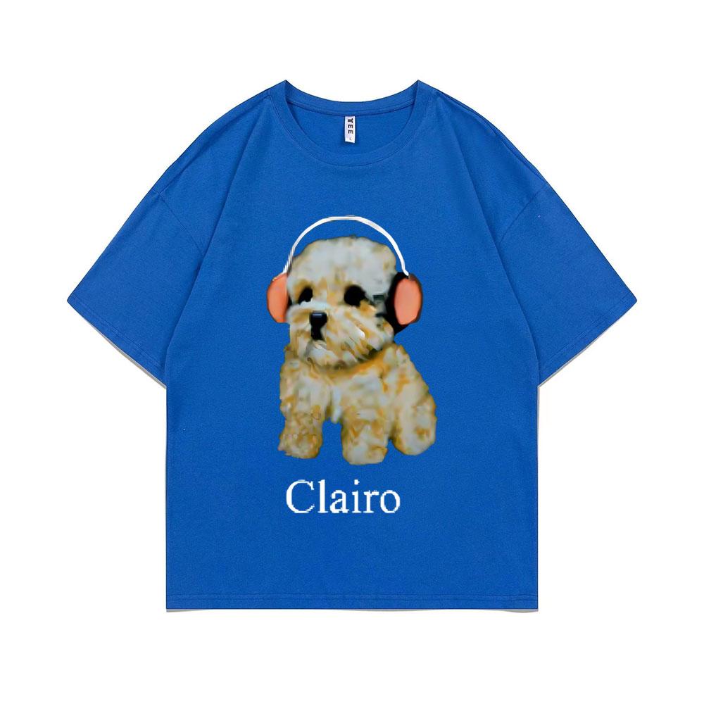 Clairo Dog Puppy Headphones Graphic Print Tshirt Summer Male Fashion Oversized Streetwear Unisex Women Cute Kawaii Tshirt Tops