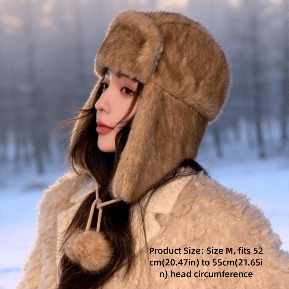 Polyester Trapper Ear Flap Hat Windproof Thick Plush Winter Hat Warm Ushanka Hat  Unisex