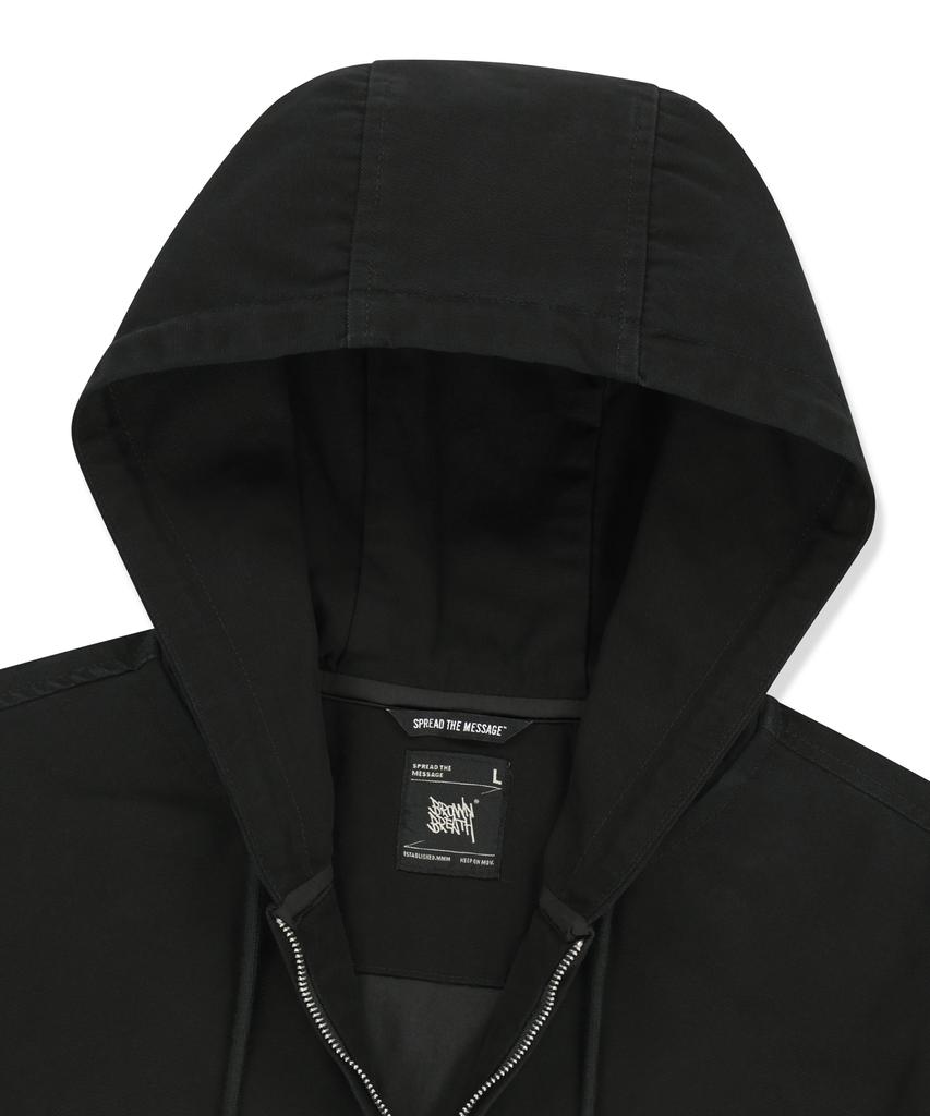 Brownbreath Oxford Hood Zip Up - Black