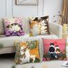 Fashion Cute Kitten Kawaii Cat Flower Cushion Cover For Pillow Printing Sofa Decoration Home Car Room Office Nordic Simplicity