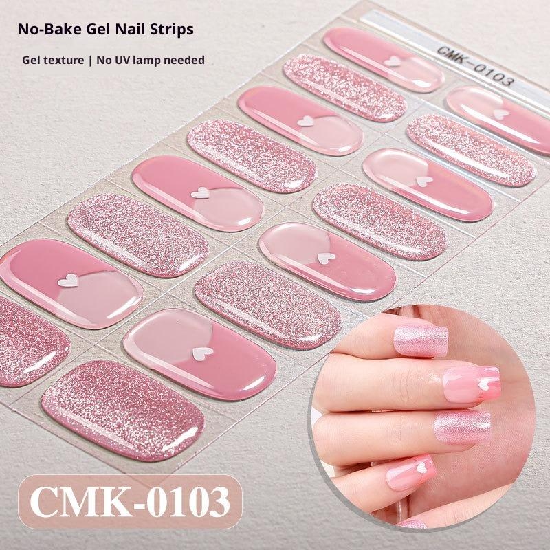 Cat-Eye Nagelsticker ohne Backen oder UV-Schutz, Grenzüberschreitende Florale, Karierte, Gepunktete Gel-Nagelsticker