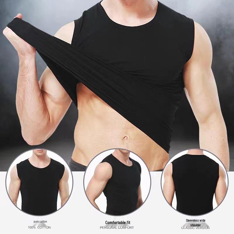 Men's Breathable Wide Shoulder Tank Top - Black & White Sleeveless Fitness Vest