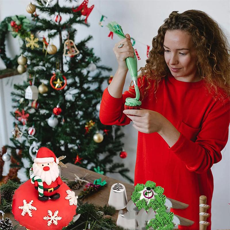 Pastry Bag Piping Nozzle Christmas Series Tips Kitchen Cake Frosting Pipeline Cream Cake Decoration Tool Reusable Nozzle Set
